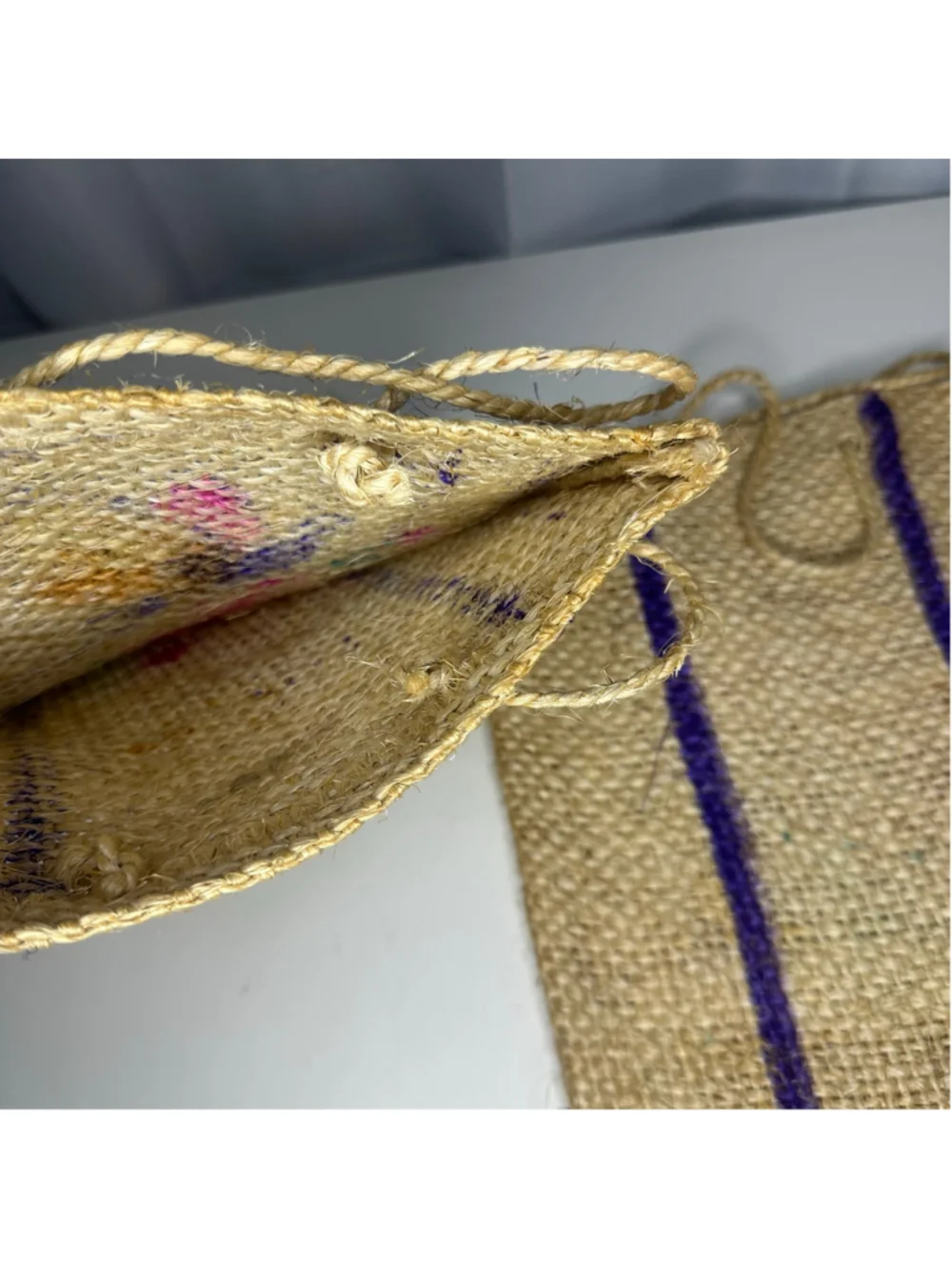 Vintage Set of 2 Hand Woven Bags with Colorful Floral & Butterfly Design